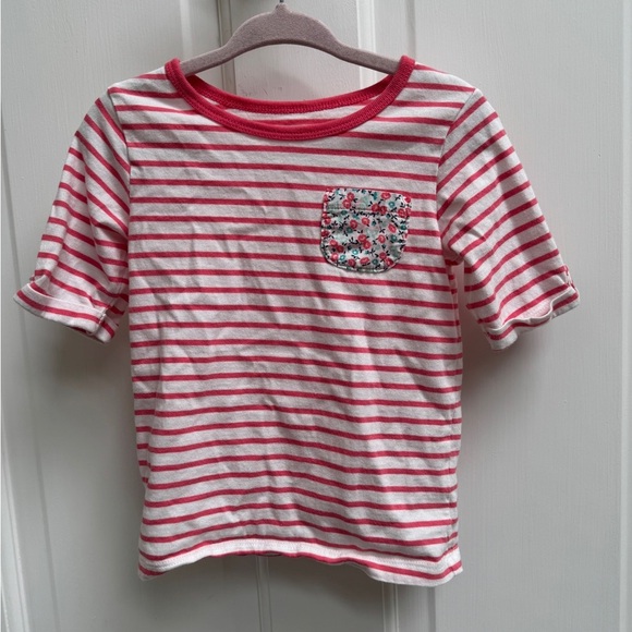 Carter's Other - Carter's 3T Girls Pink and White Stripe Floral Pocket 3/4 Sleeve Tee Top Blouse